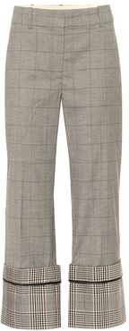 High-rise checked wool-blend pants