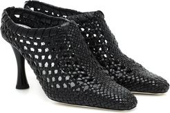 Woven leather ankle boots