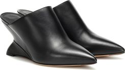 F Wedge leather mules