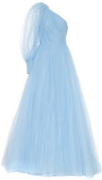One-shoulder tulle gown