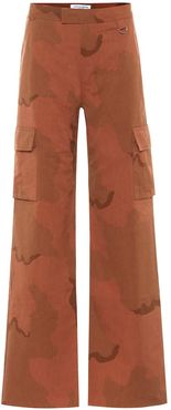 Camouflage cotton high-rise pants