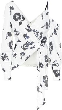 Sequined cold-shoulder blouse