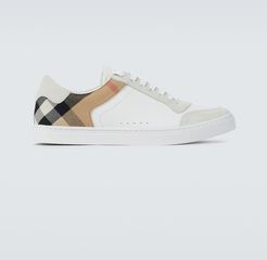 Reeth checked leather sneakers