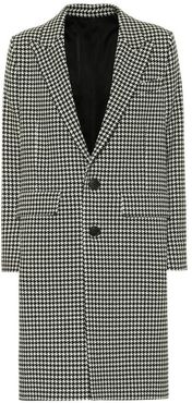 Houndstooth wool-blend coat