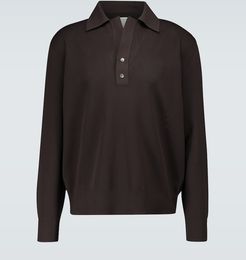 Knitted long-sleeved polo shirt