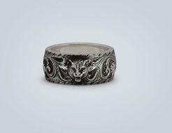 Sterling silver ring with feline head