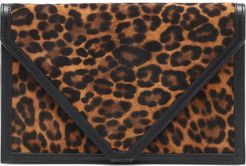 The Envelope leopard-print leather-trimmed clutch