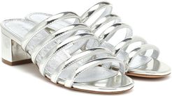 Metallic leather sandals