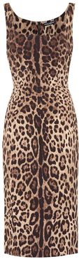 Leopard-print stretch-silk dress