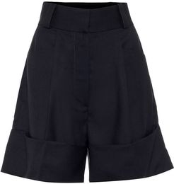 High-rise wide-leg cotton shorts