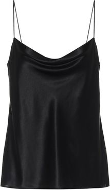 Stretch silk-satin cami top