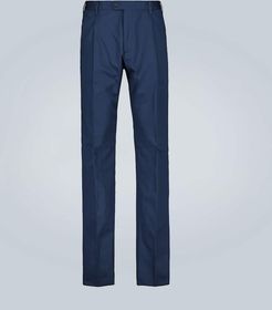 Double-pleated stretch-cotton pants
