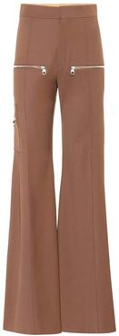 Stretch-wool flared pants