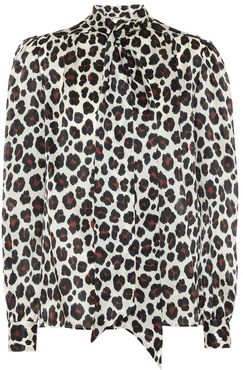 Leopard-print silk blouse