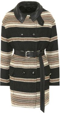 Hilda striped wool-blend coat