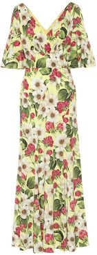 Floral stretch-silk maxi dress