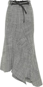 Asymmetric houndstooth virgin wool skirt