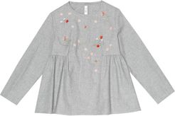 Floral-embroidered cotton top