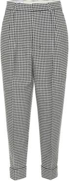 Gingham wool-blend straight pants