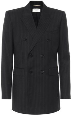 Pinstriped wool double-breasted blazer