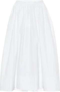 High-rise cotton-poplin midi skirt