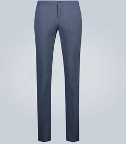 Slim-fit checked cotton pants