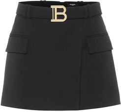 Wool-twill miniskirt