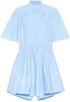 Embroidered cotton playsuit