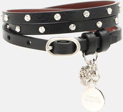 Embellished leather bracelet