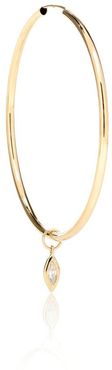 Large Tube 14kt gold hoop earring with diamonds
