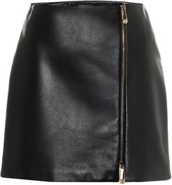 High-rise leather miniskirt