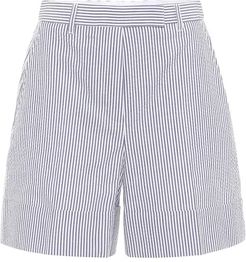 High-rise striped cotton shorts