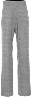 Checked high-rise stretch-wool pants