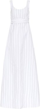 Striped poplin maxi dress