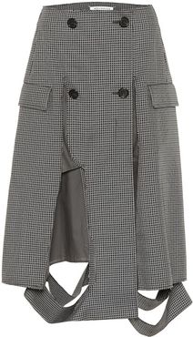 Deconstructed houndstooth midi skirt