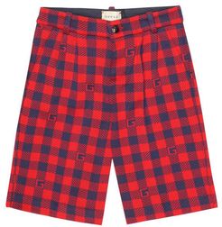 Checked cotton knit shorts