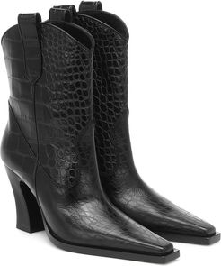 Croc-effect leather Western boots