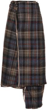 Checked wool midi skirt