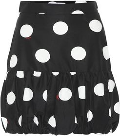 Polka-dot cotton miniskirt