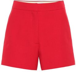 high-rise wool and silk shorts