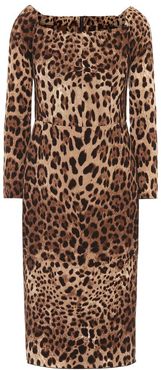 Leopard-print wool dress