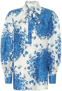 printed silk-twill blouse