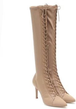 Stretch-jersey knee-high boots