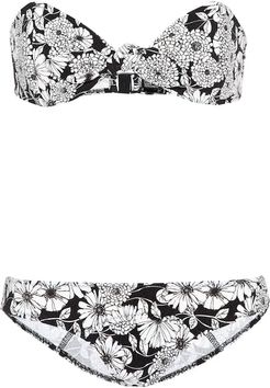 Poppy floral-printed bandeau bikini