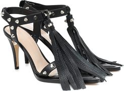 Fringed and studded leather sandals