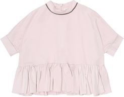 Ruffled cotton T-shirt