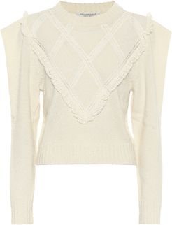 Lace-trimmed wool sweater