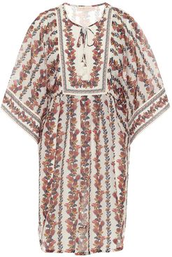 Floral cotton and silk dress