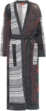 LamÃ© intarsia longline cardigan