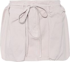 leather-trimmed cotton cargo skirt